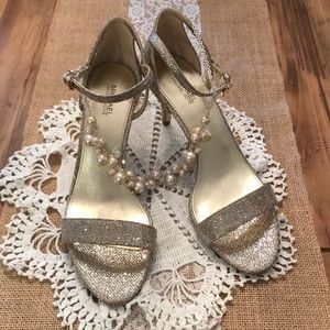Michael Kors ‘Simone’ Glitter Mesh Sandals Size 8
